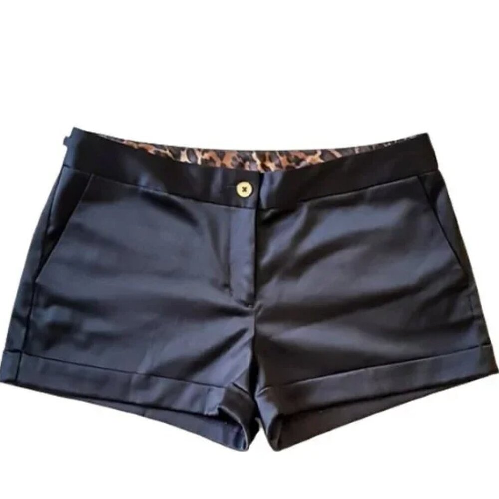 Express Design Studio Black Satin Shine Shorts | SIZE 2